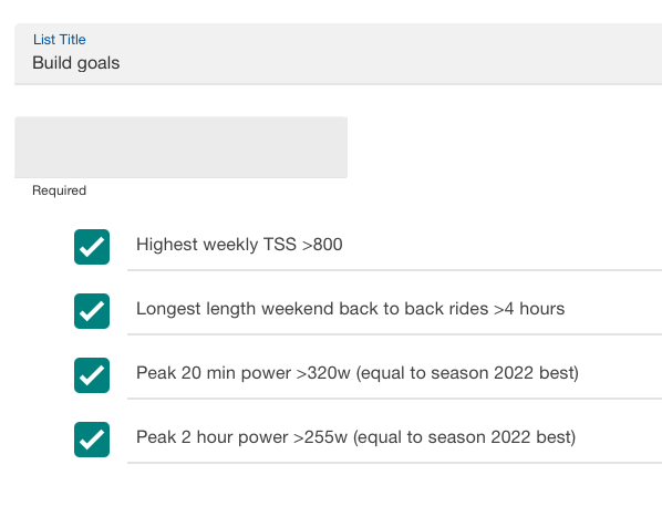 TrainingPeaks goals