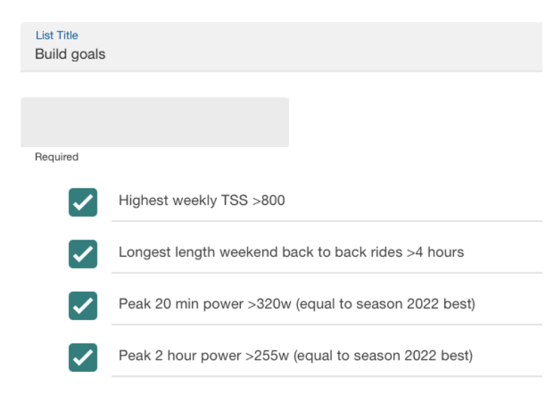 TrainingPeaks goals